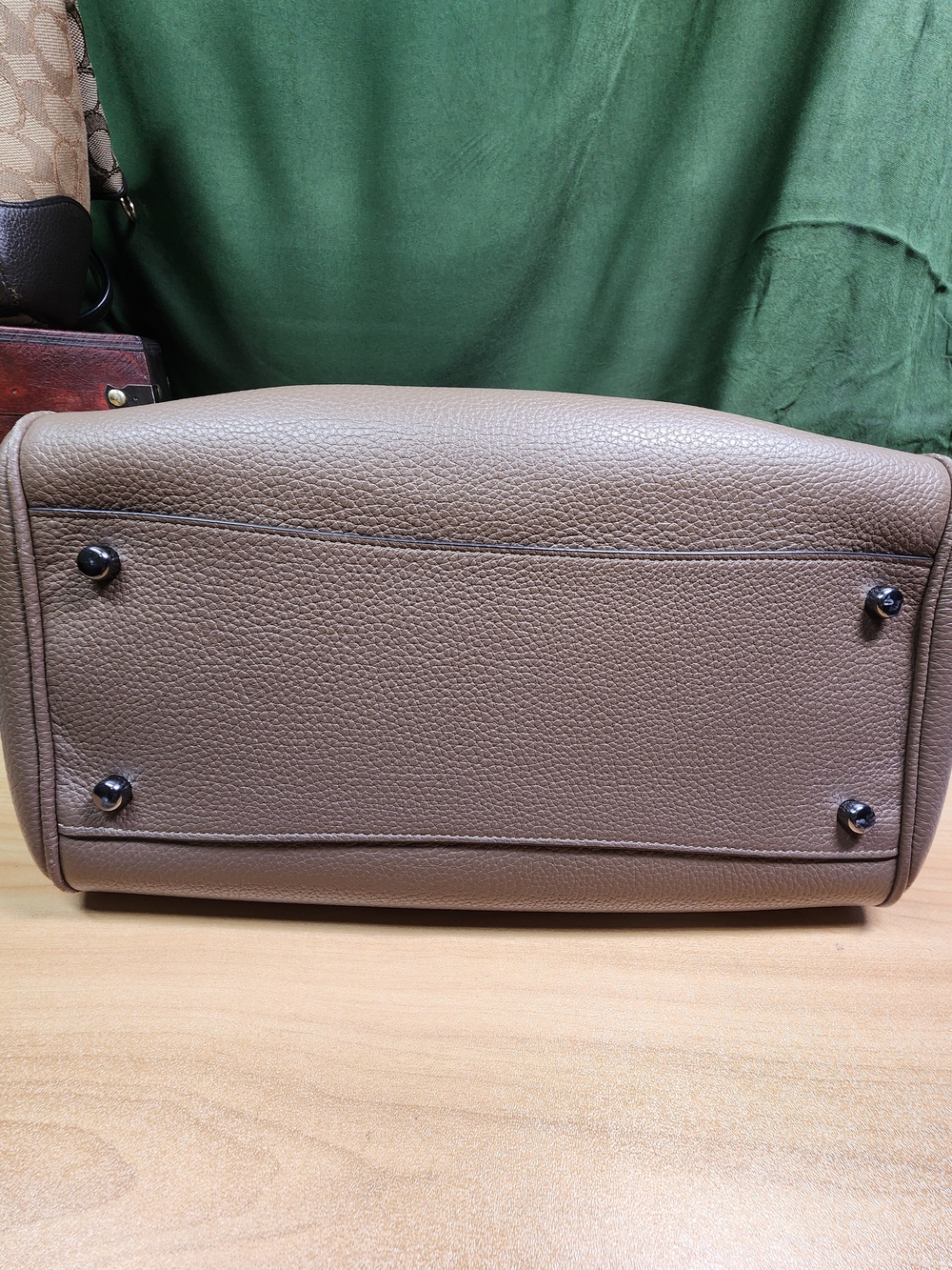 COACH Pebbled Leather Satchel Handbag in Taupe - Picture 4 of 9
